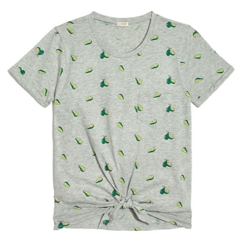 JCrew Avocado Graphic tie-waist pocket tee Medium